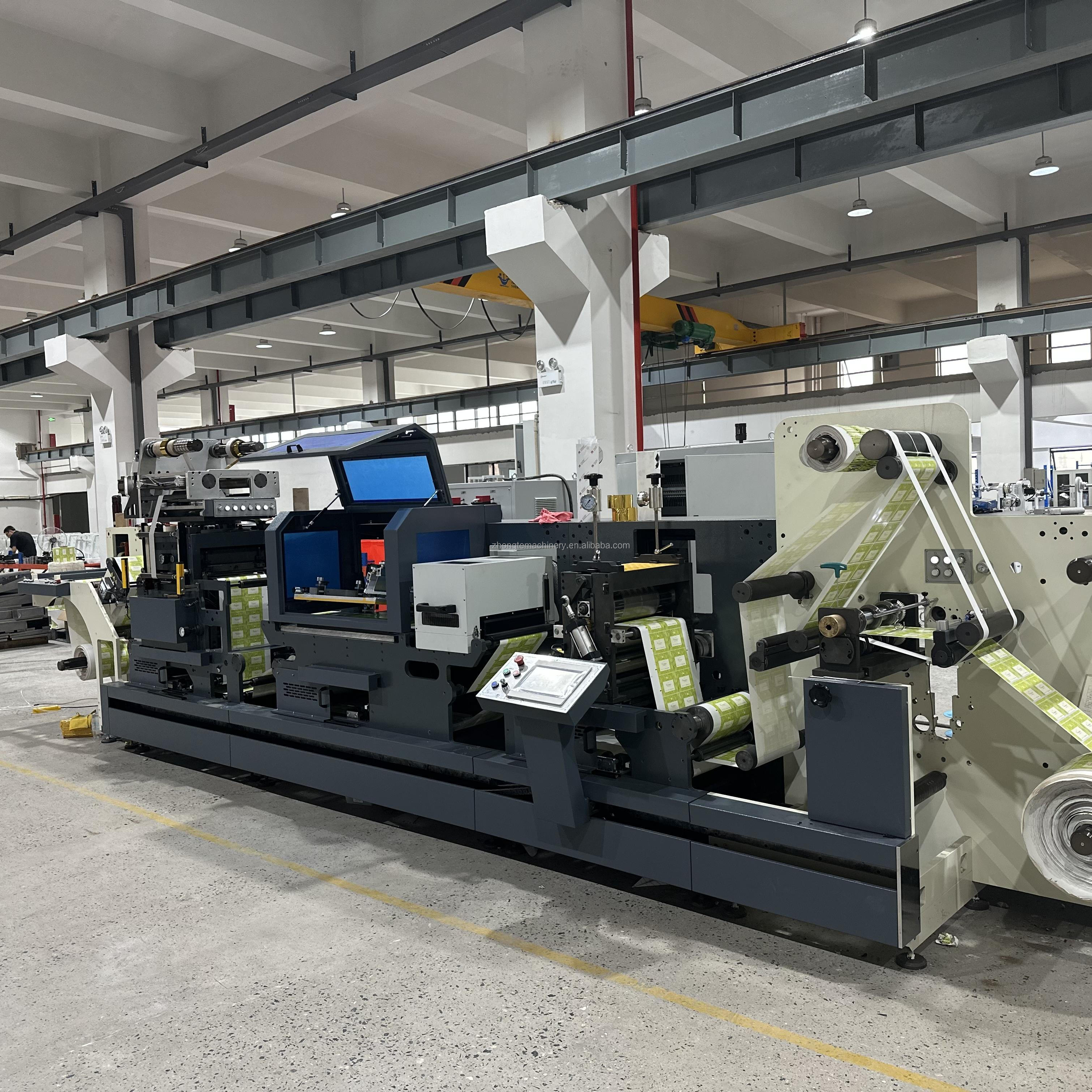 ZMQ-370 High Speed Auto Sticker Flat Bed Hot Foil Stamping Semi Rotary Die Cutting Slitting Machine with Flexo Unit