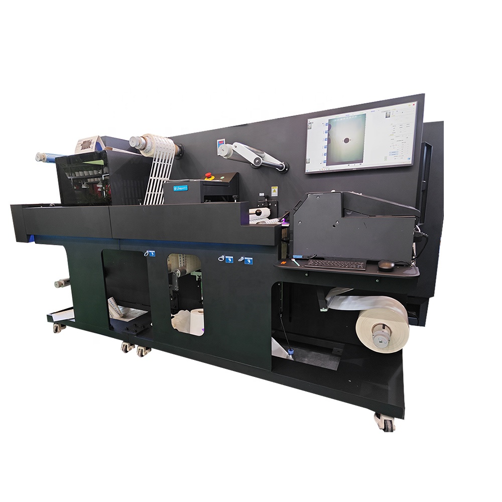 Roll to Roll Digital Label Printing Machine Food Cosmetic Wine Barcode Sticker Integrated Printer Laminating Die Cutting Machine