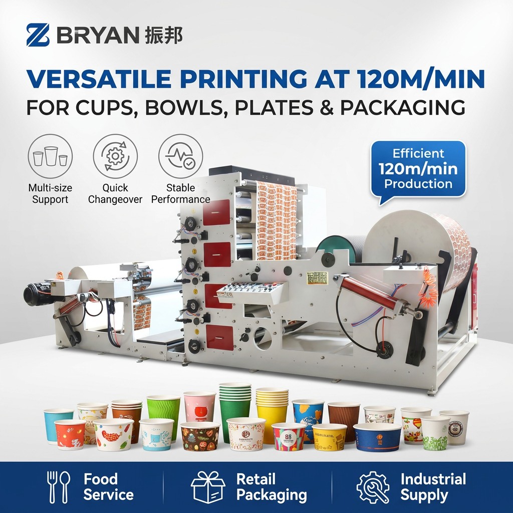 Automatic High Speed 120m/min Letterpress Stack Paper Cup Flexo Printing Machine for Roll to Roll Printing