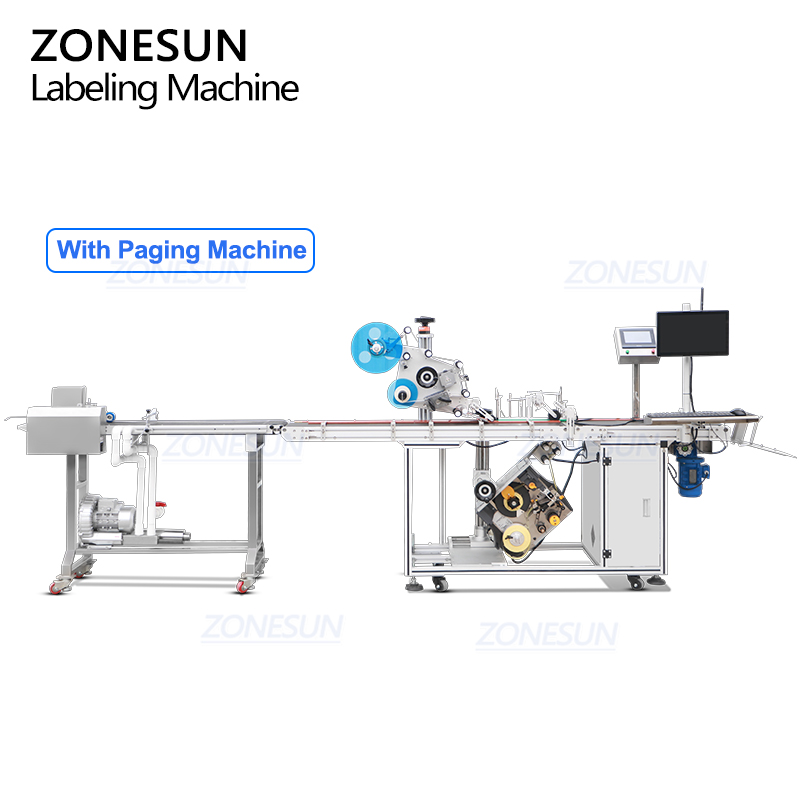ZONESUN ZS-TB602 Full Automatic High Speed Double Head Cosmetic Flat Bottle Bag Sticker Flat Surface Top Bottom Labeling Machine