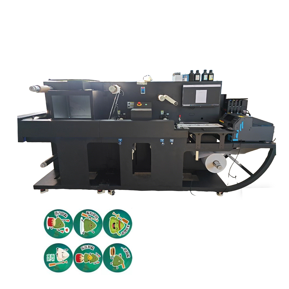 Roll to Roll Digital Label Printing Machine Food Cosmetic Wine Barcode Sticker Integrated Printer Laminating Die Cutting Machine