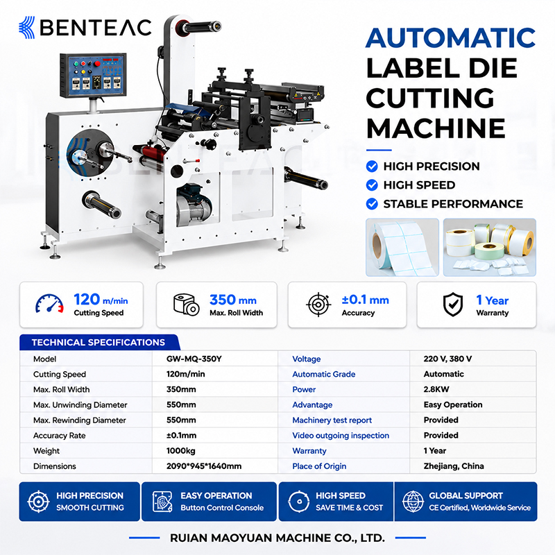 Low Cost High Efficiency Rotary Die Cutting Machine Motor Die Cutter Button Control Slitting Function Adhesive Sticker Label