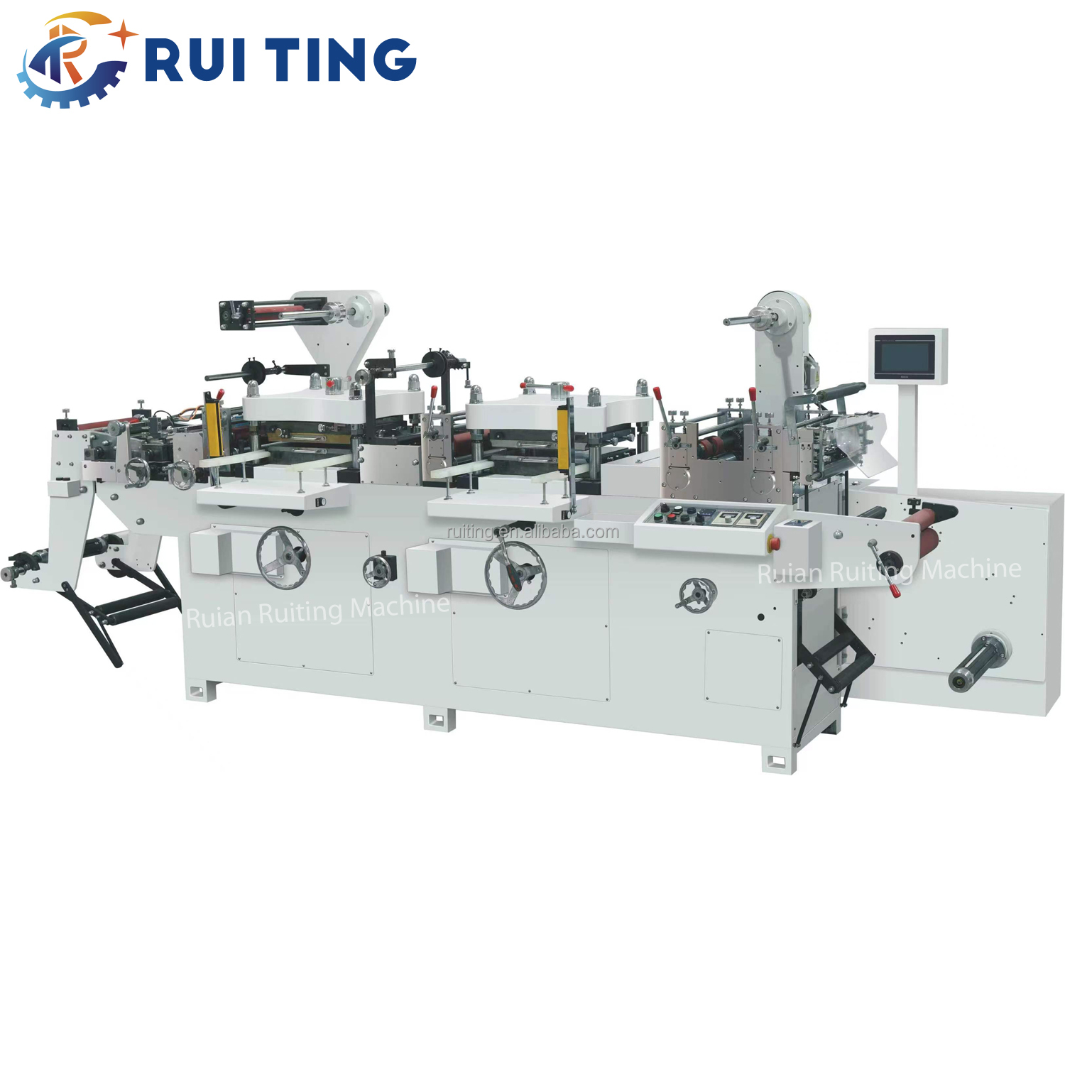 RTMQ450 Durable Use Printed Label Paper 2seat Flatbed Die Cutting Machine with 1 Color Hot Stamping Rotary Move