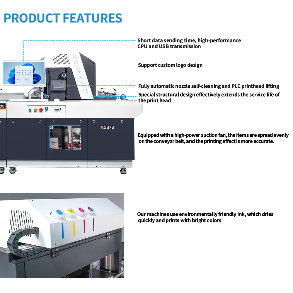 Foofon Automatic New High Production Efficiency Single Pass Digital Roll Inkjet Label Printer