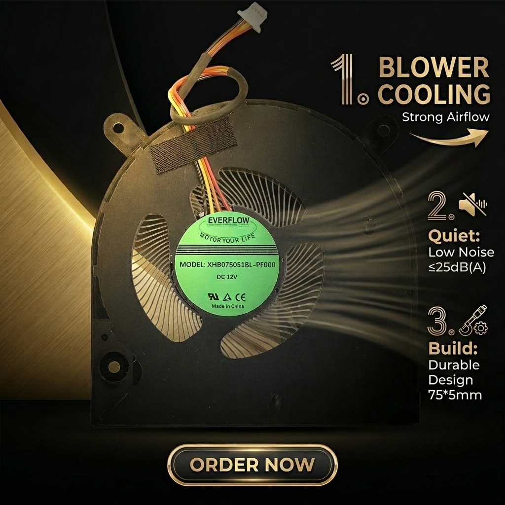 Laptop CPU Cooling Fan Quiet 25dB(A) Low Pressure 4800RPM 2.5W 5V Strong Airflow Computer Case Cooler Fluid Bearing Copper