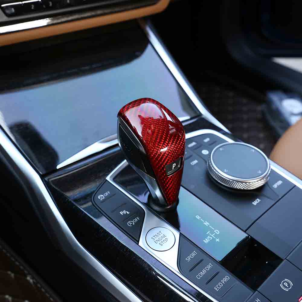 Johhar Real Carbon Fiber 3K Twill Glossy Shift Knobs Head Sticker Cover Trim Tuning Interior Parts for BMW X5