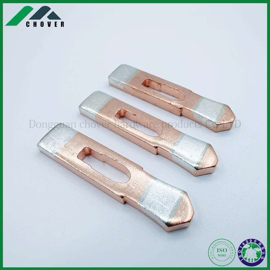Professional Custom Copper Silver Composite Stamping Parts Automotive Electrical Contact Components