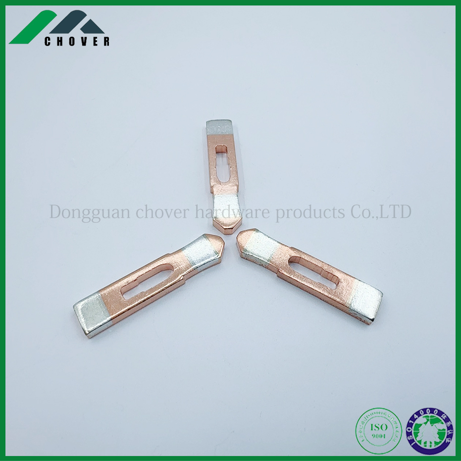 Professional Custom Copper Silver Composite Stamping Parts Automotive Electrical Contact Components