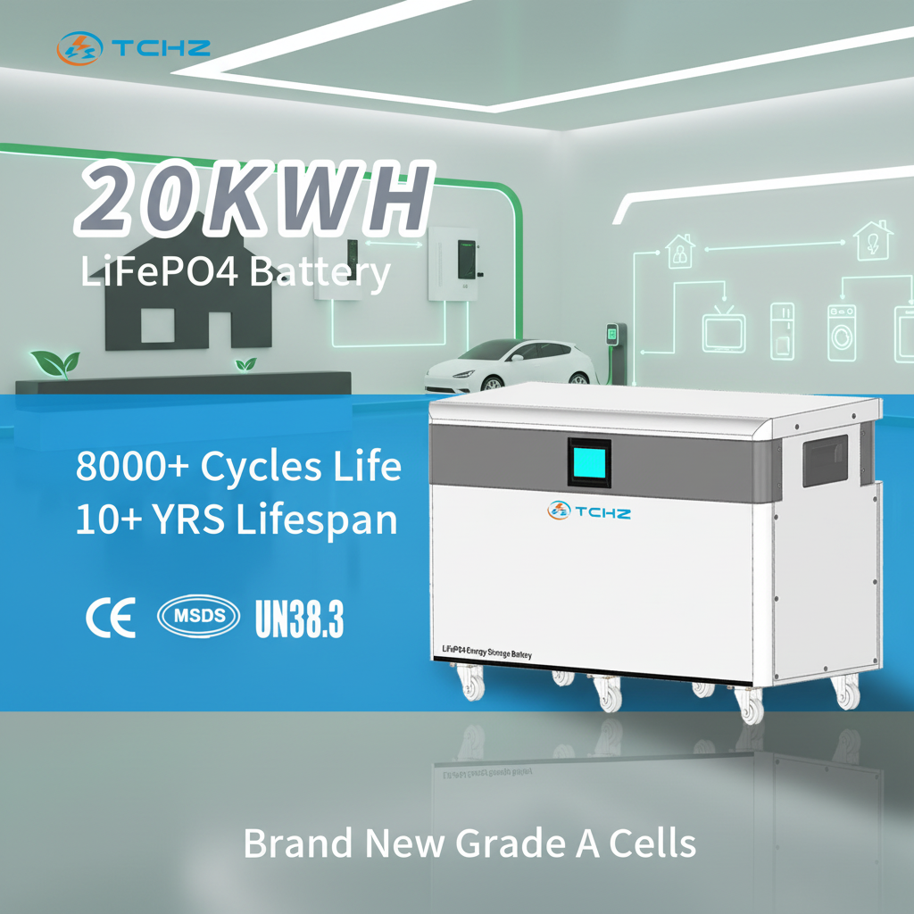 Thermal Stability 51.2V 800Ah 20KWH 40KWH Stackable Split Blade LiFePO4 Lithium Battery Wifi BT RS485/CAN TCHZ Smart BMS Home