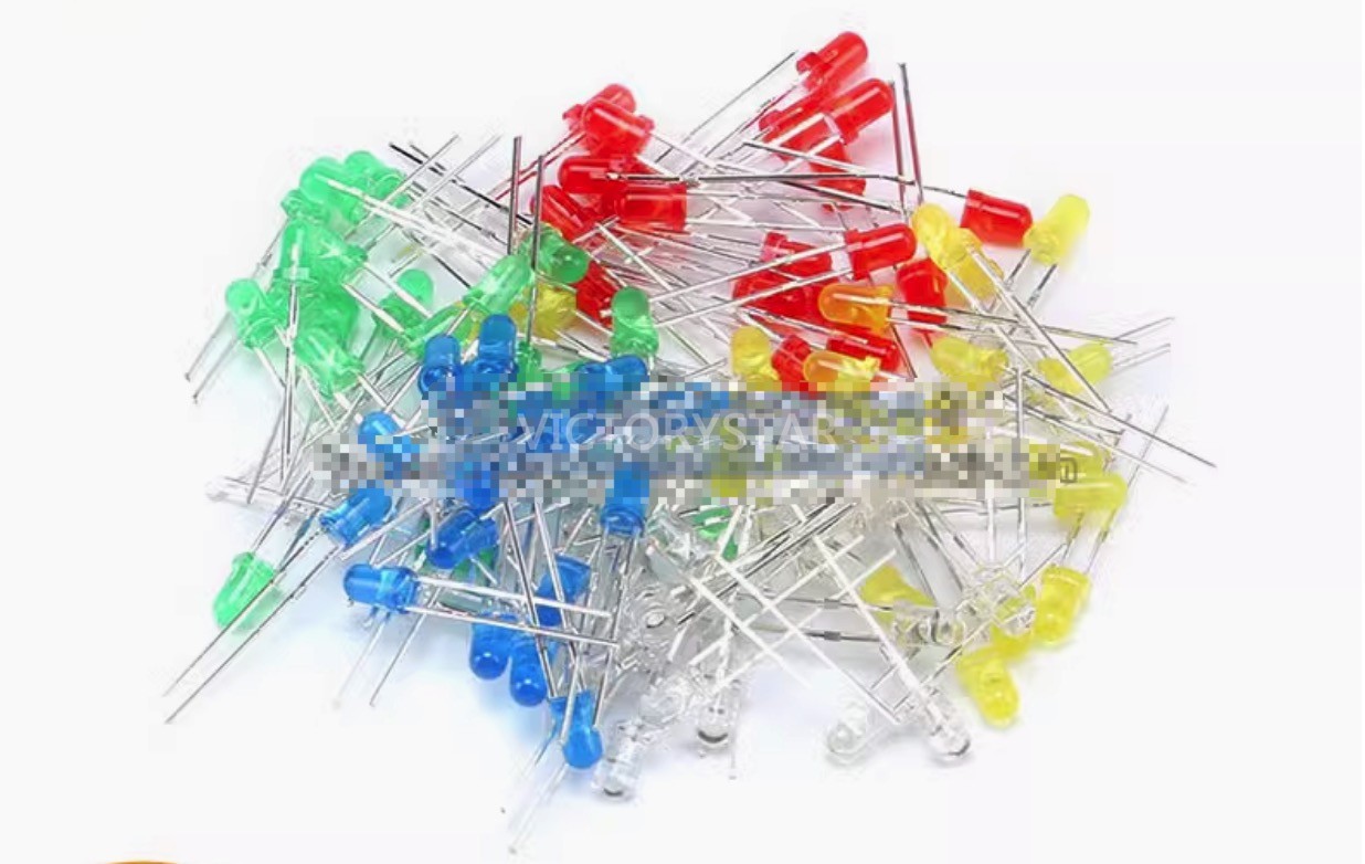 Led 3mm Led Light Component Package With 5 types of red green yellow blue and white 20 pie