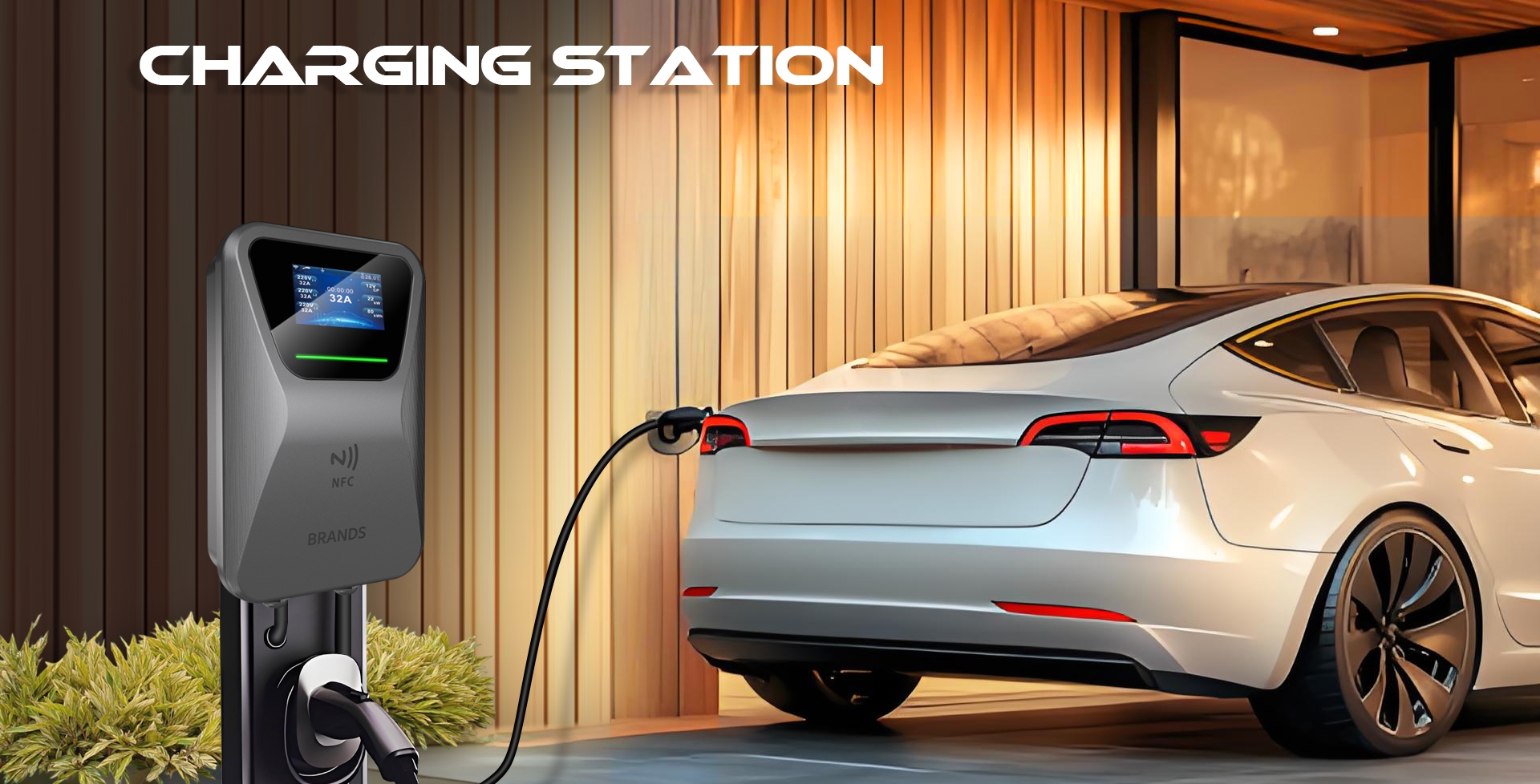 7kW 11kW 22kw Homeuse AC Wallbox EV Charger Type2 APP Control Without Screen Ev Charger