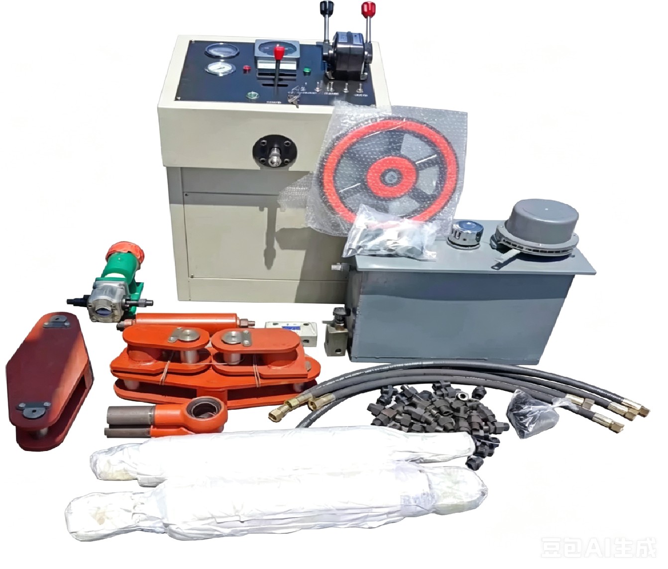 Integrated Marine Steering System Components: Hydraulic Steering Pump with Pulley, Control Valves and Steering Linkage Parts