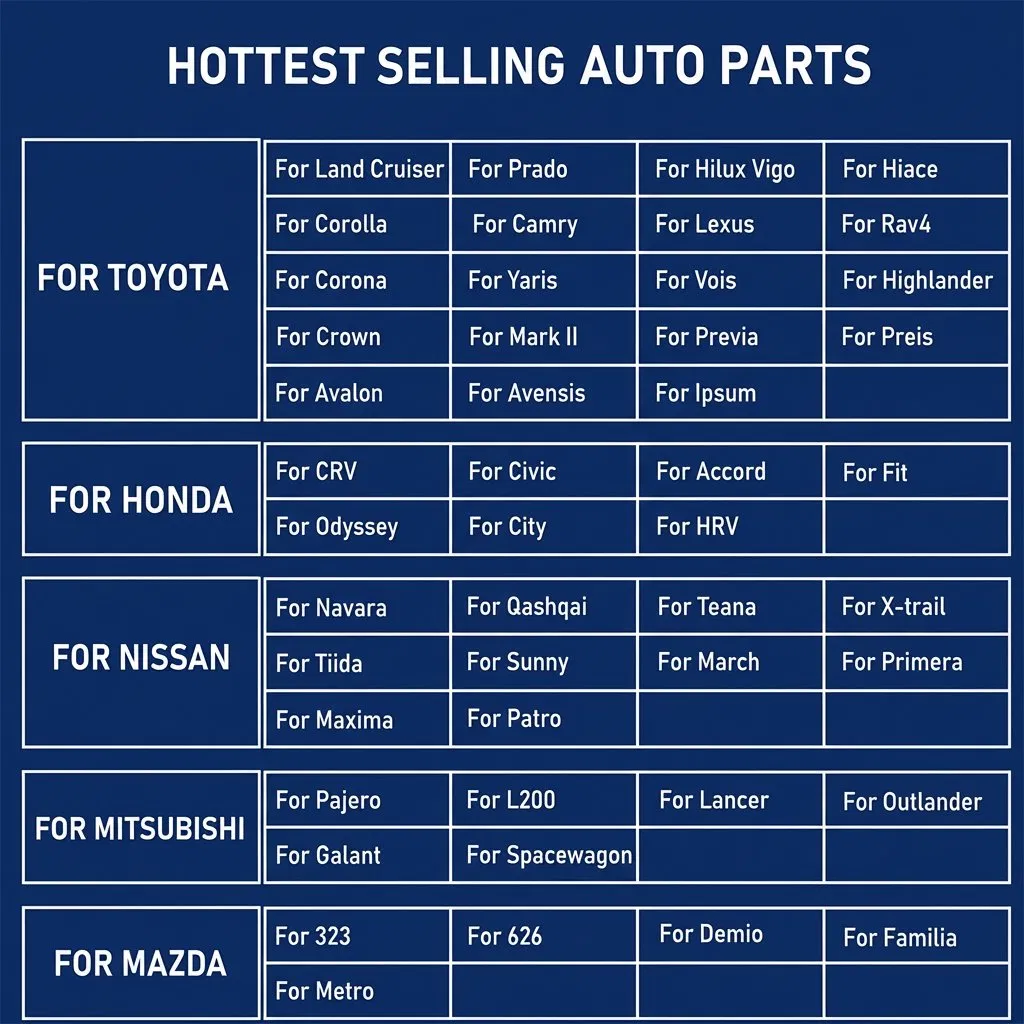 Wholesale Auto Chassis Parts for Hyundai Toyota Honda Nissan Mazda Mitsubishi Chevrolet KIA Suzuki Ford Car Spare Part