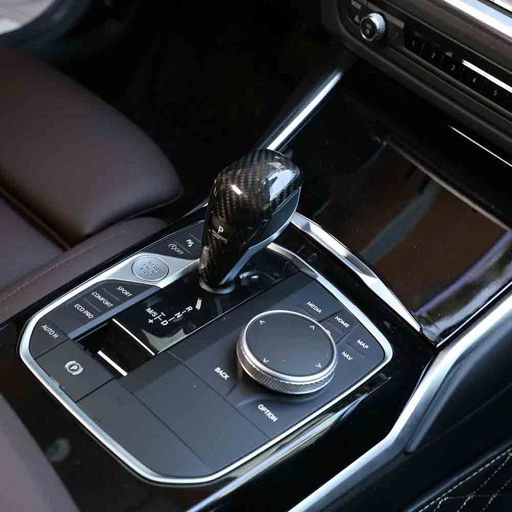 Johhar Real Carbon Fiber 3K Twill Glossy Shift Knobs Head Sticker Cover Trim Tuning Interior Parts for BMW X5