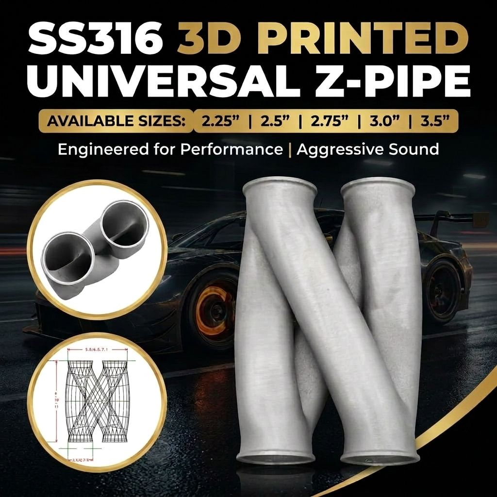 Racing New Style 3D Printing Z Pipe for All Car Models Exhaust Pipe Auto Car Parts 316 Stainless Steel 1.5mm Exhaust System