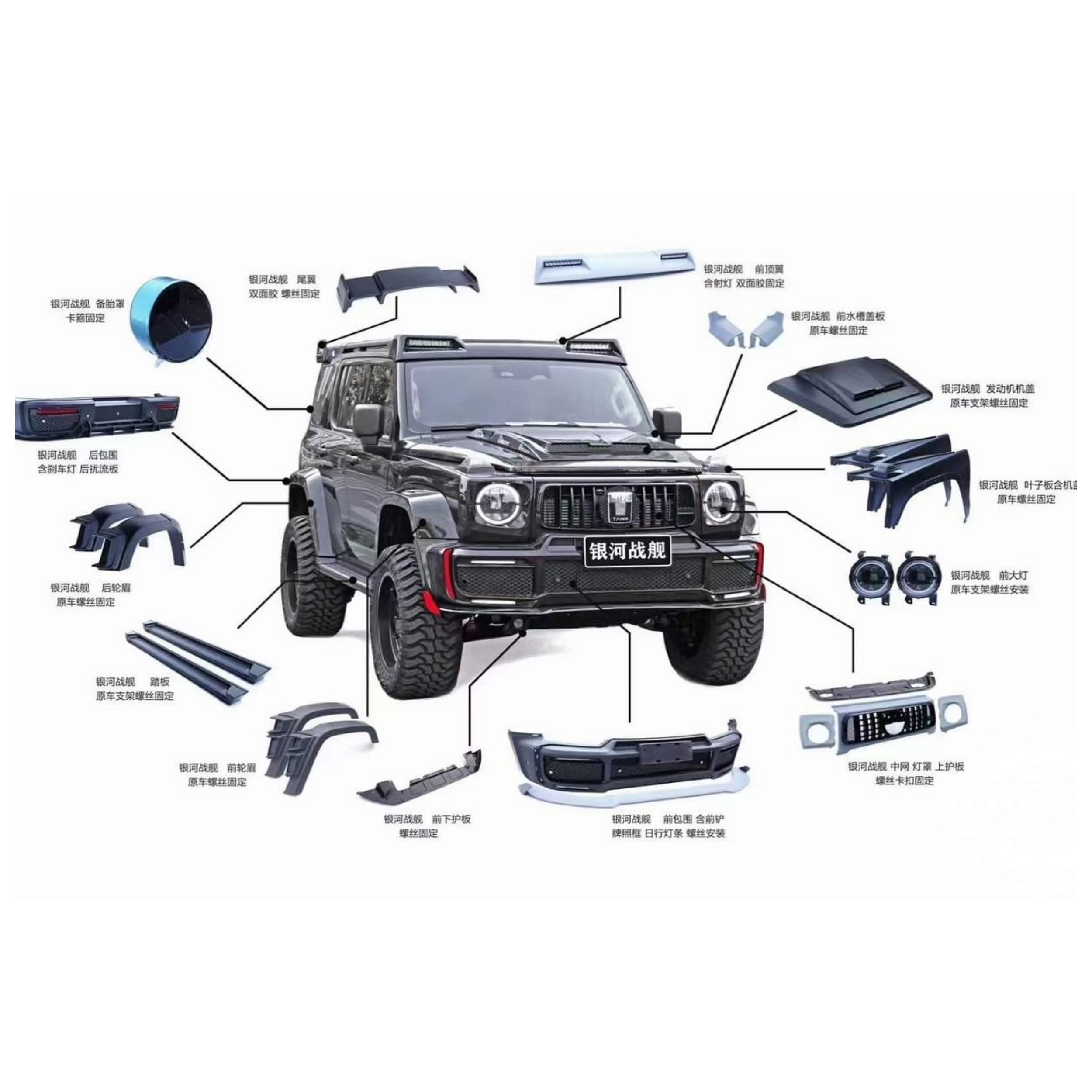 Car Exterior Modification Accessories Body Kit Spare Parts for GWM Tank 300 SUV Off-Road Styling Upgrade Components