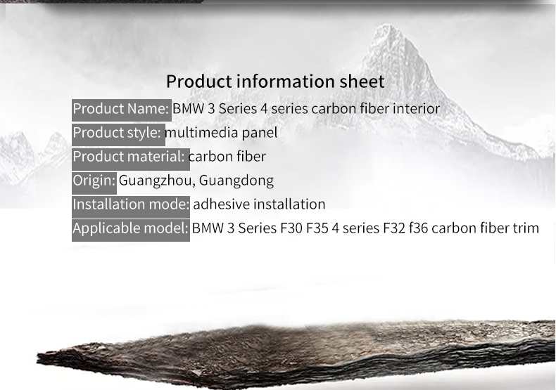FOR BMW 3 Series F30 Dry Carbon Fiber Interior Parts 3 Series GT F34 Multimedia Panel 4 Series F32 F36 Carbon Fiber Decoration