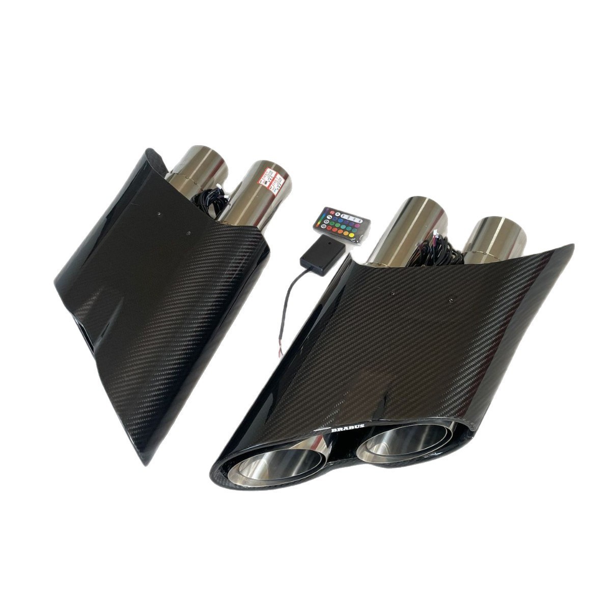 Dual Carbon Fiber Exhaust Tips Silver Stainless Steel Muffler Tips High Quality Exhaust Car Muffler Dual Exhaust Tailpipes