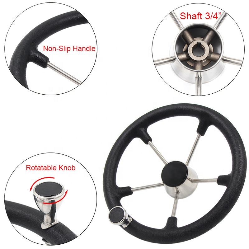 Winibo Superior Quality Stainless Steel Black Marine Steering Component Boat Control Part Essential for Optimal Navigation