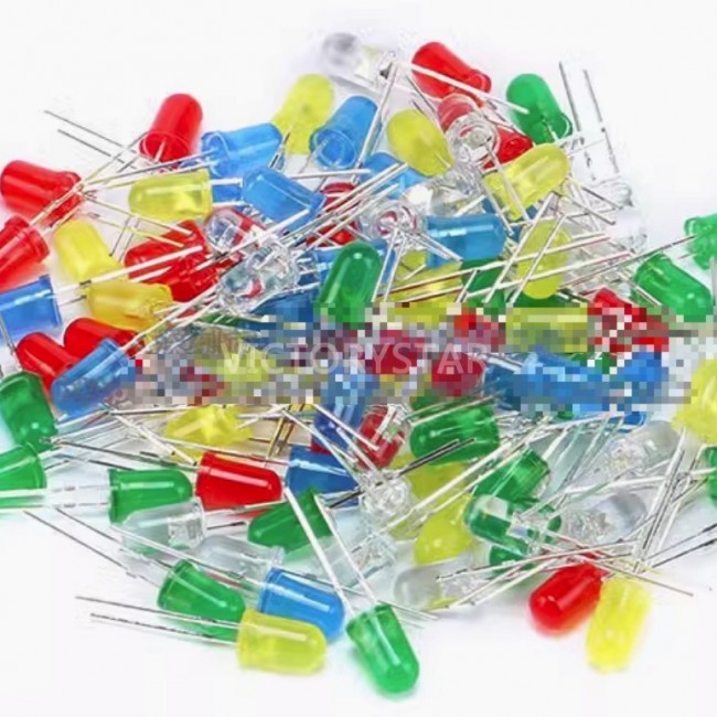 Led 5mm Led Light Component Package With 5 types of red green yellow blue and white each w