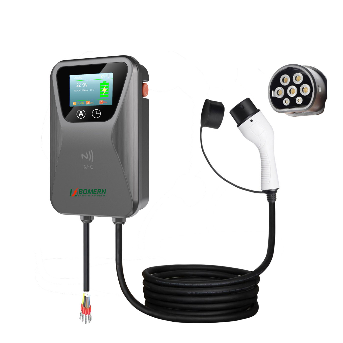 7kW 11kW 22kw Homeuse AC Wallbox EV Charger Type2 APP Control Without Screen Ev Charger