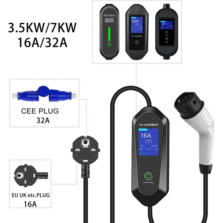BYD GB/T Type 1 Type 2 16A 32A Adjustable Portable EV Charger With Customization Power Plug EV Charging Station