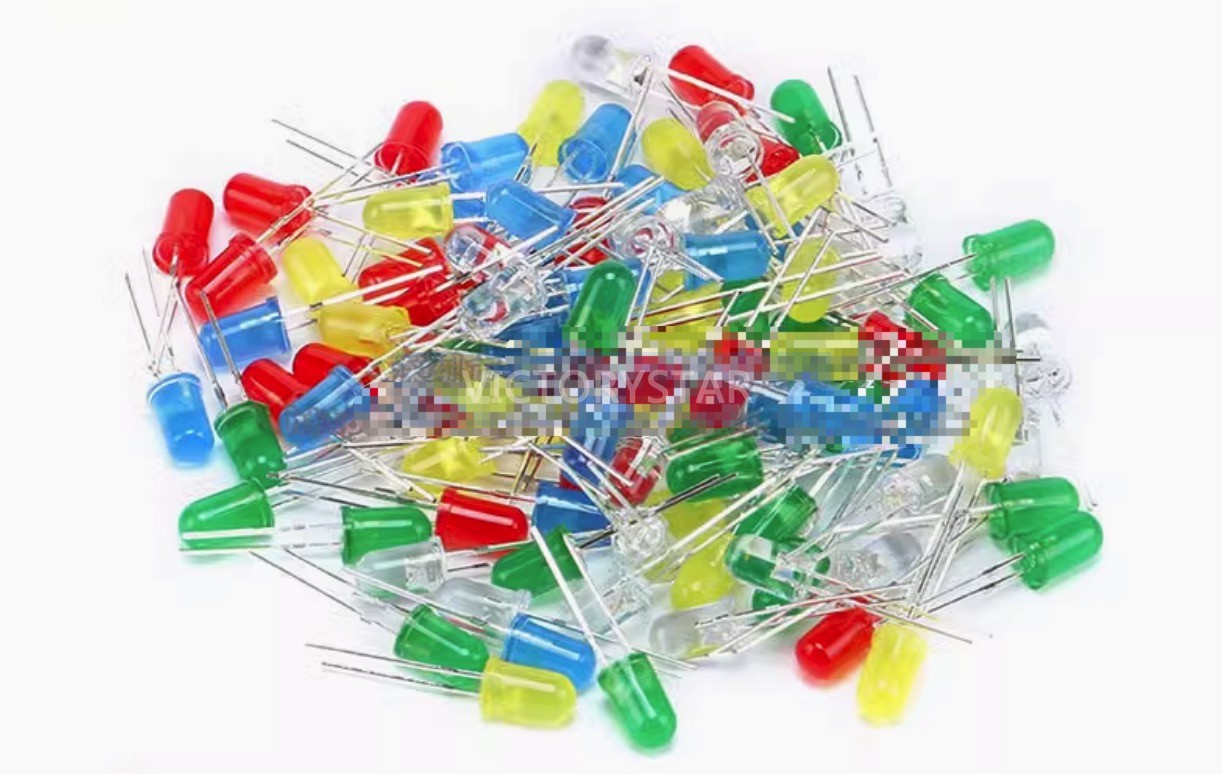 Led 5mm Led Light Component Package With 5 types of red green yellow blue and white each w
