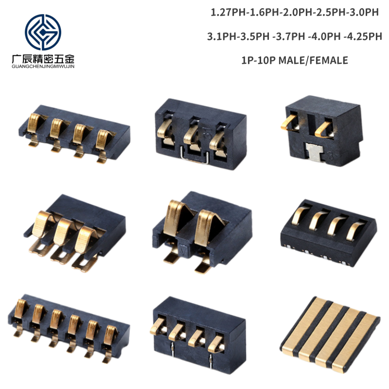 2.5mm 3.0mm Pitch Spring Compression Contact 2 3 4 5 6 7 8 Pin Female Male SMD Lithium Battery Connectors For Power Charge