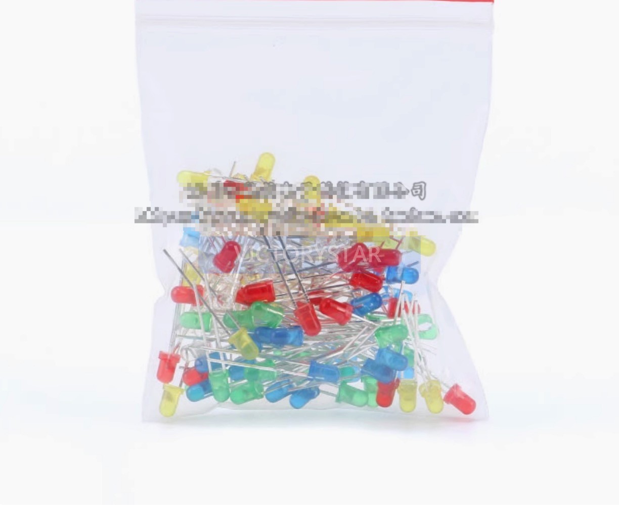 Led 3mm Led Light Component Package With 5 types of red green yellow blue and white 20 pie