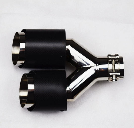 Dual Carbon Fiber Exhaust Tips Silver Stainless Steel Muffler Tips High Quality Exhaust Car Muffler Dual Exhaust Tailpipes