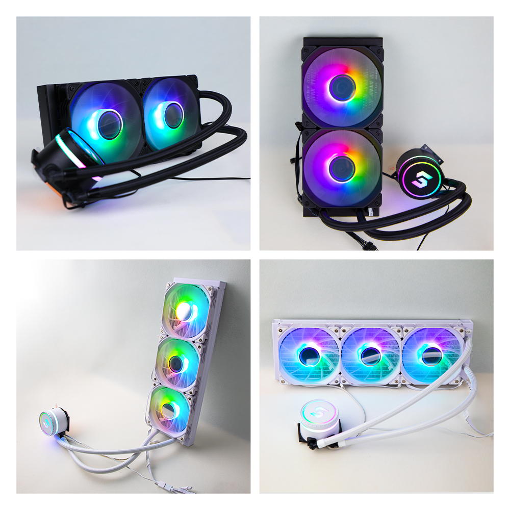 High End AIO PC Full RGB Spectrum Water Cooling System with Copper Cold Plate Premium Fans Cooling