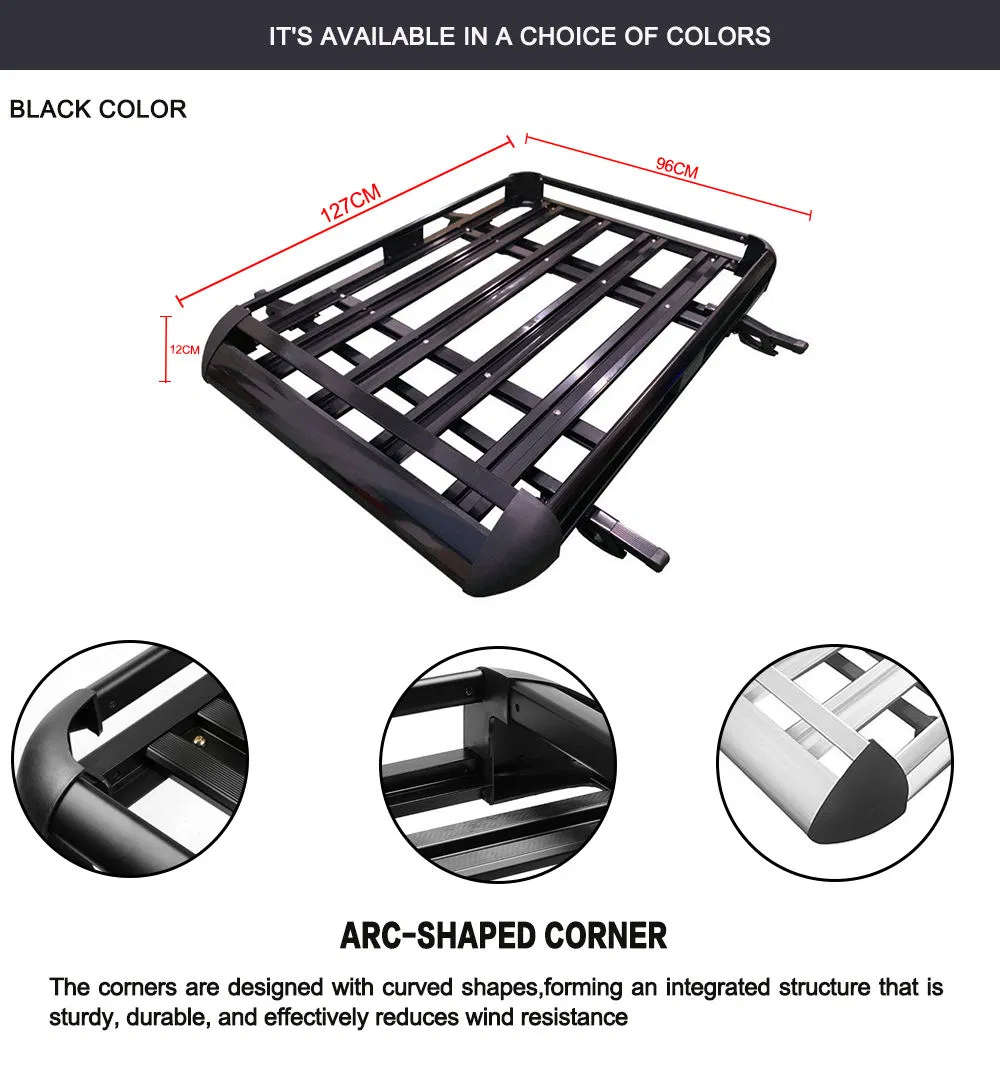Aluminum Silver/Black Capacity of 70kg SUV Cargo Carrier Basket
