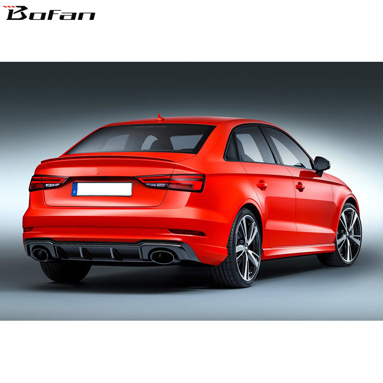 RS3 Style Car Bumper PP Material Rear Diffuser With Tips for AUDI A3 Sedan Normal 2013-2016