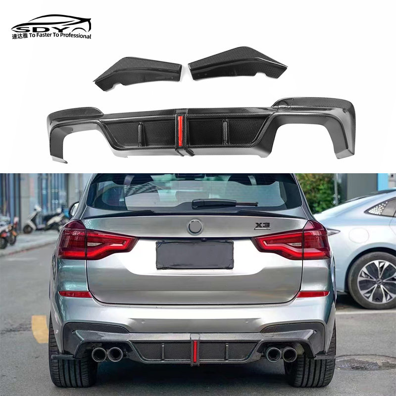 G01 X3 High Quality KB Style Carbon Fiber Rear Diffuser With Light Rear Bumper Lip for BMW G01 X3