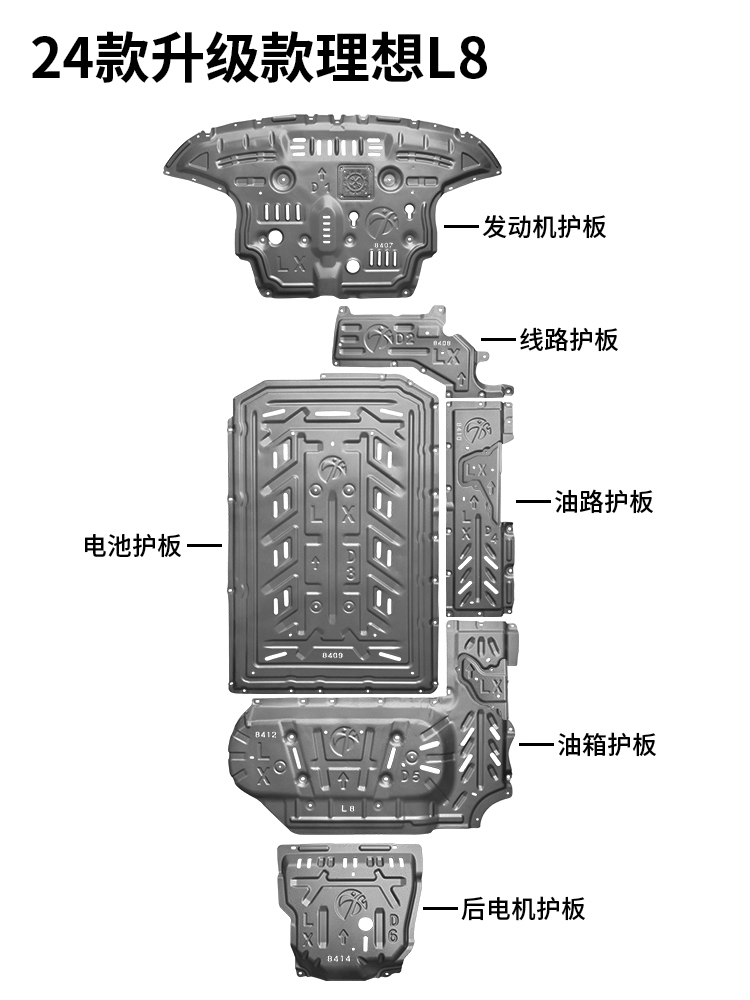 Underbody Shield Protection Kit Motor Guard Battery Skid Plate for Li Auto Li Xiang Lixiang L6 L7 L8 L9 I6