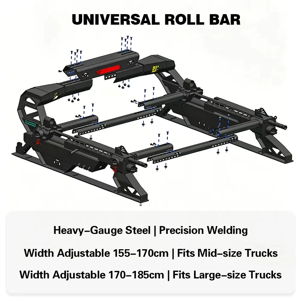 Custom 2017 2022 2023 Chevy Pickup Width Adjustable Universal Steel Bed Sports Bar Truck Roll Bar for Chevrolet Colorado