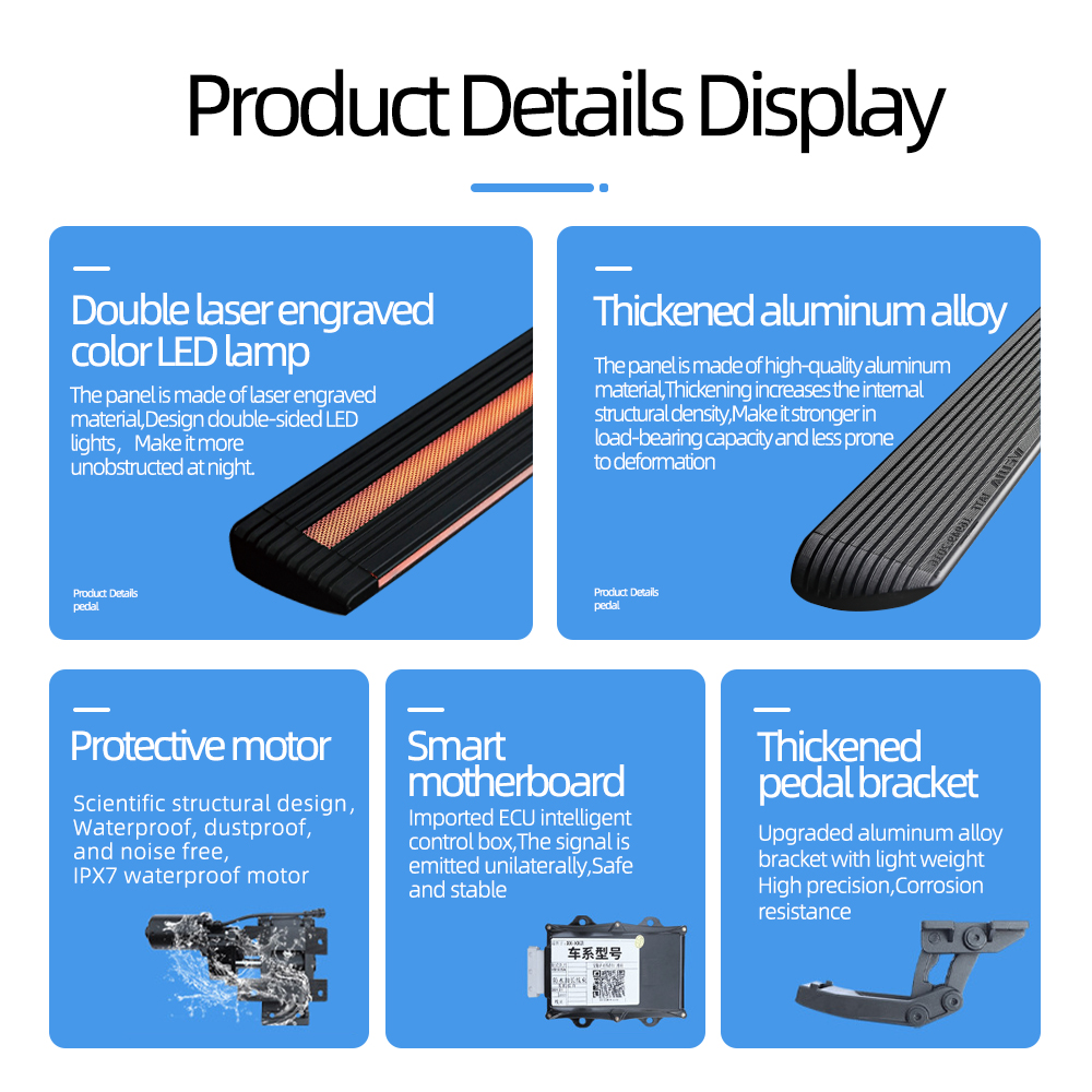 WJ Super Price LED Lights Car Padel SideSteps Electric Retractable Running Boards For GWM Tank 300