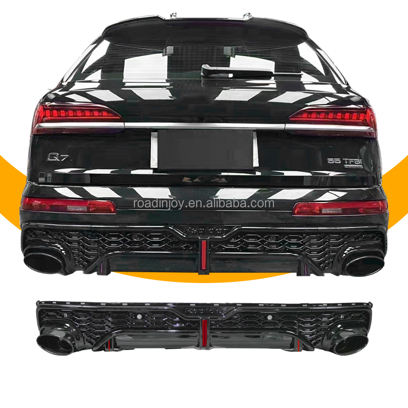 RSQ7 Black Rear Diffuser for Audi Q7 Rear Bumper Diffuser 2020 2021 2022 2023