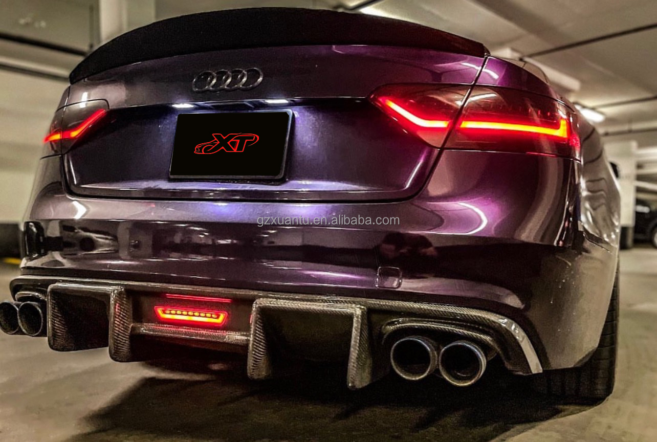 KB Style Carbon Fiber Rear Bumper Diffuser For Audi A5 S5 B8.5 Sports Spoiler Lip Bodykit 2012-16