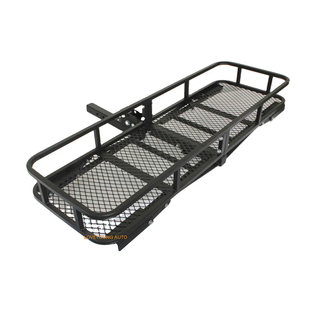 Basket Trailer Hitch Cargo Carrier Folding Cargo Rack Rear Hitch Tray Luggage Basket