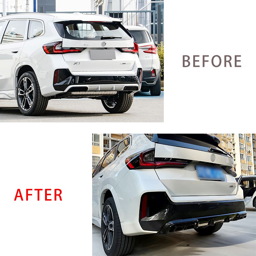 Rear Bumper Diffuser with Quad Exhaust Tips, Easy Bolt-On Setup, No Modification Needed