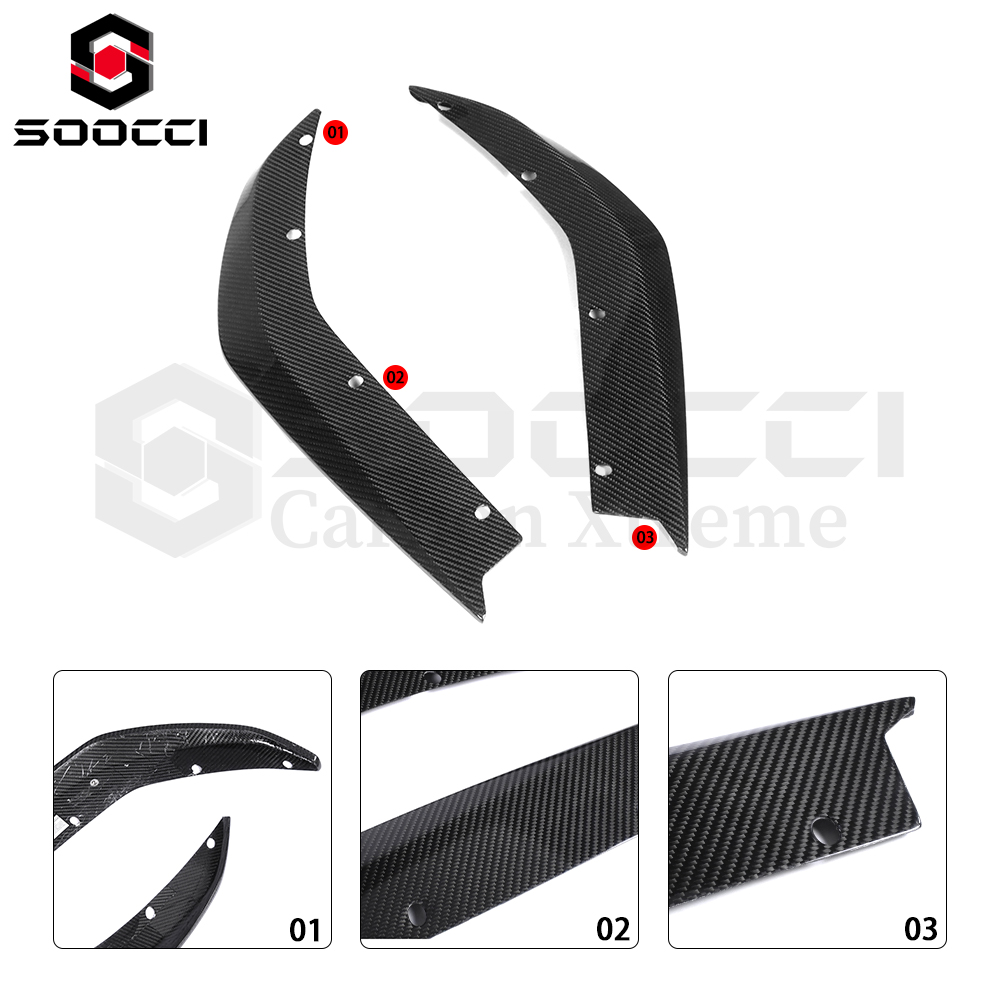 Dry Carbon Fiber R44 Style M3 M4 Rear Side Splitter Set for BMW M3 G80 G81 M4 G82 G83 Rear Bumper Extension Piece Diffuser