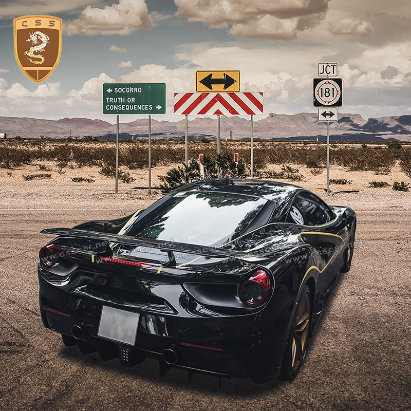 Carbon Fiber Car Body Parts Auto Accessory Novit Roso Style Rear Spoiler Wing for Ferrari 488 Gtb
