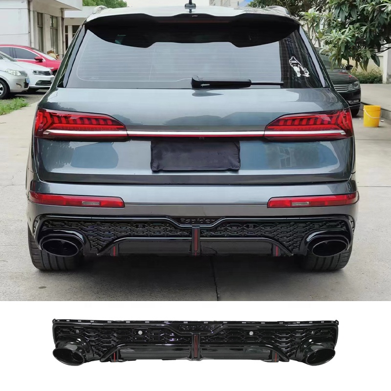 RSQ7 Black Rear Diffuser for Audi Q7 Rear Bumper Diffuser 2020 2021 2022 2023