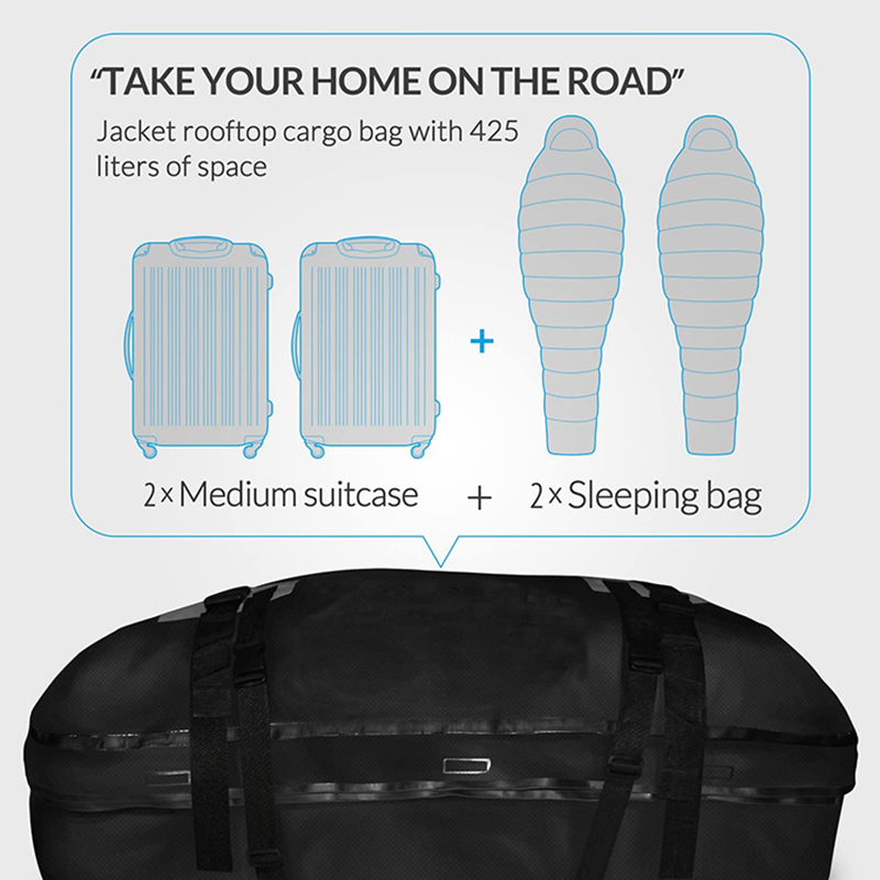 Car Roof Bag Cargo Carrier Waterproof Luggage Box with 10 Straps Esg15161