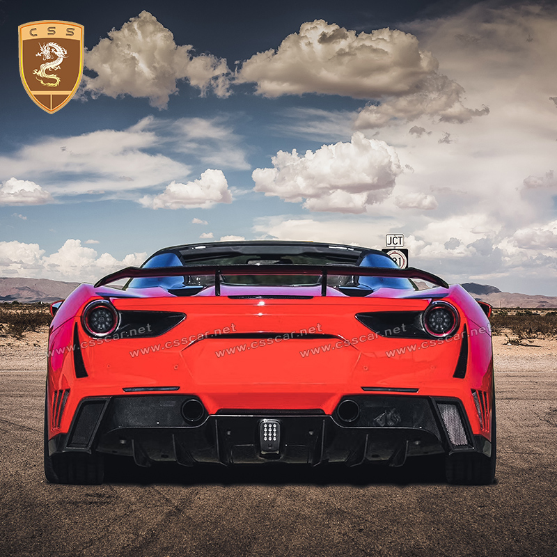 Carbon Fiber Car Body Parts Auto Accessory Novit Roso Style Rear Spoiler Wing for Ferrari 488 Gtb