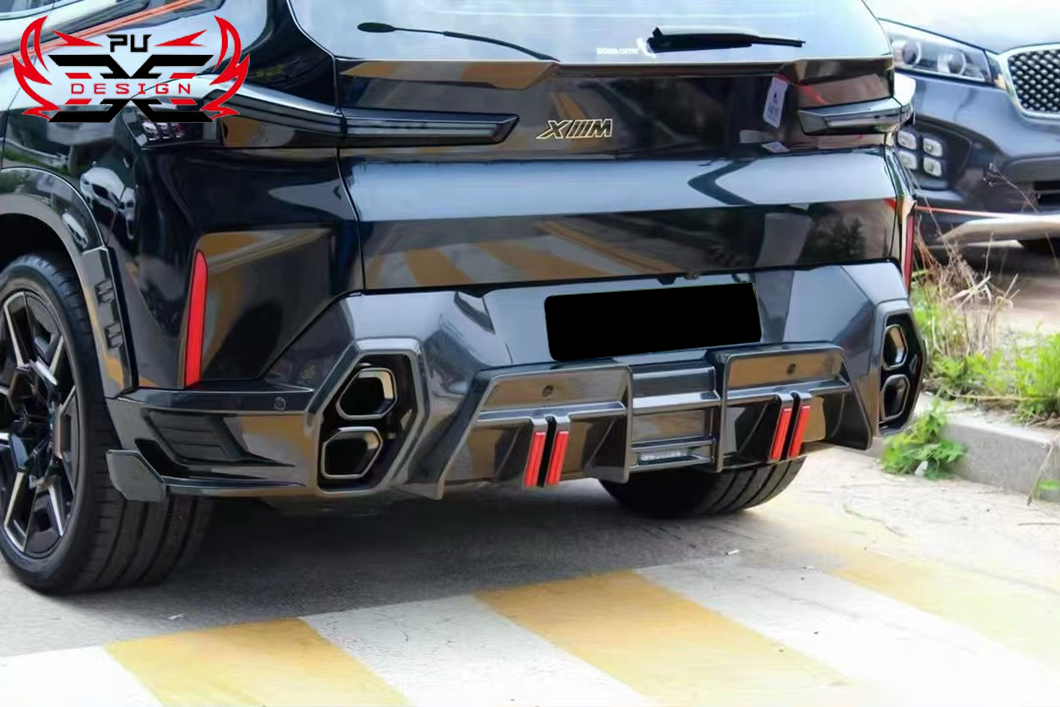 PU Carbon Wholesale New Product Dry Carbon Fiber Rear Diffuser for BMW XM G09 M Power LD Style Rear Bumper Lower Lip Body Kit