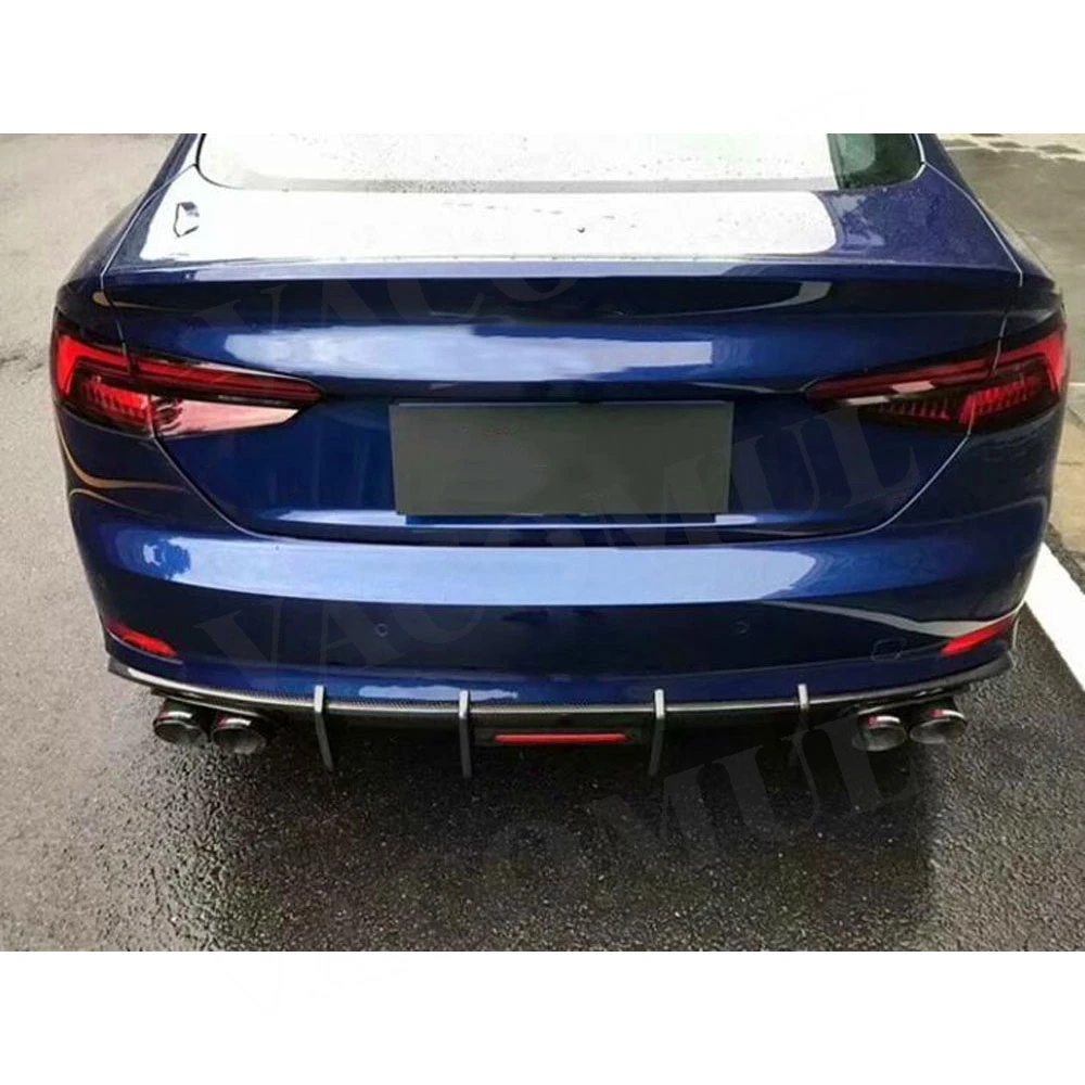 Car A5 S5 Gloss Black Diffuser Carbon Fiber Texture Rear Bumper 4 Outlet Diffuser Lip for Audi A5 S5 B9 2017 2018 2019 2020