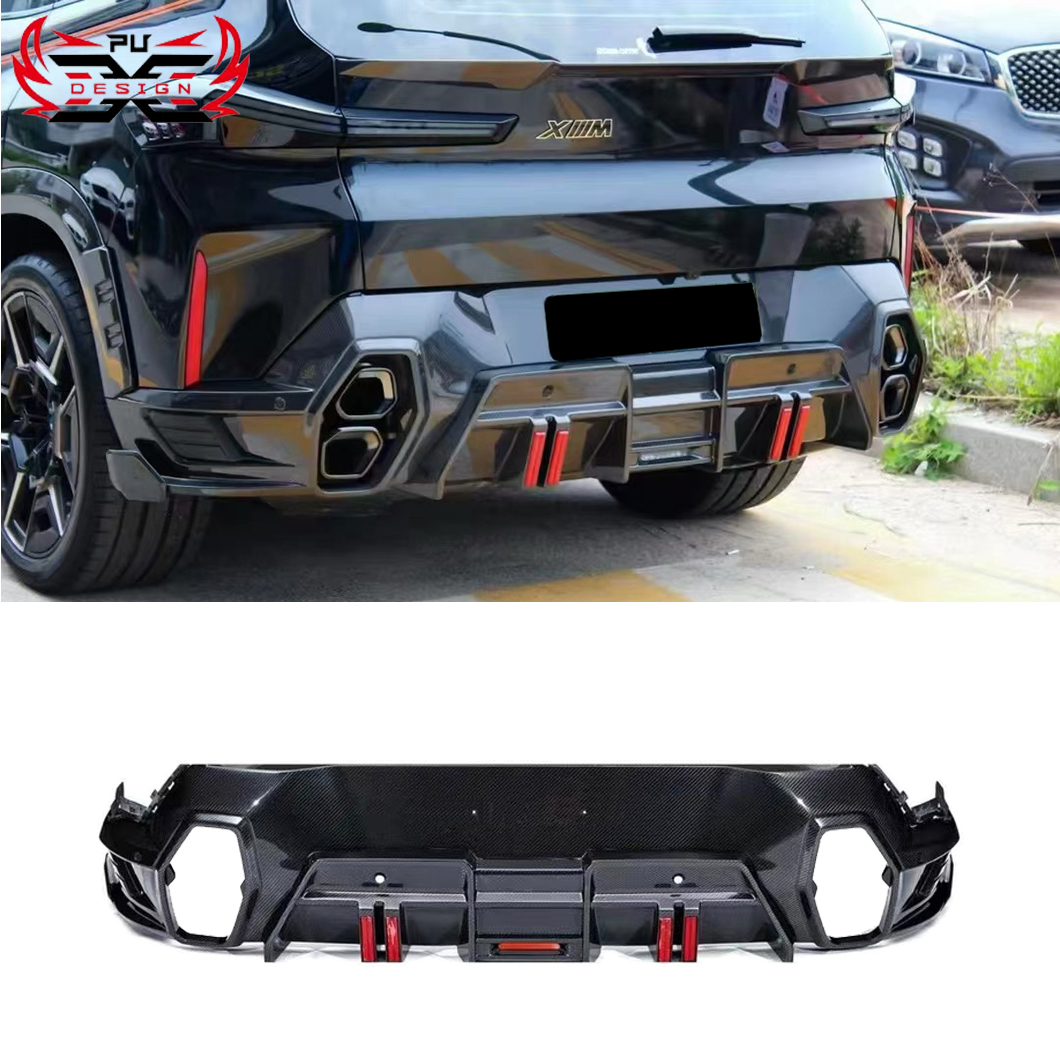 PU Carbon Wholesale New Product Dry Carbon Fiber Rear Diffuser for BMW XM G09 M Power LD Style Rear Bumper Lower Lip Body Kit