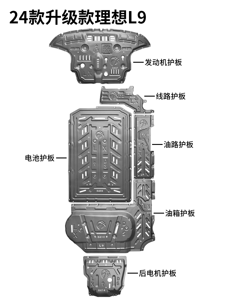 Underbody Shield Protection Kit Motor Guard Battery Skid Plate for Li Auto Li Xiang Lixiang L6 L7 L8 L9 I6